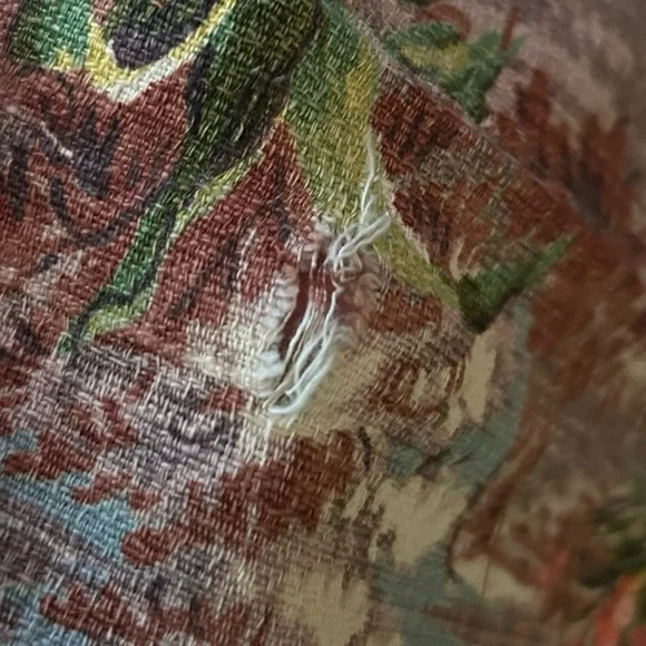 Two Vintage Barkcloth Curtain Panels - Picture 5 of 7